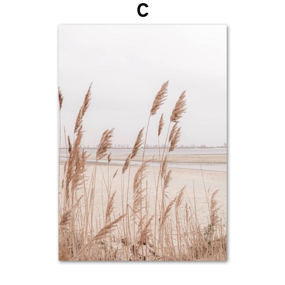 Beige Reed Orchid Bike Landscape Posters And Prints Canvas Painting Wall Art Pictures For Living Room Home Decor Aesthetic