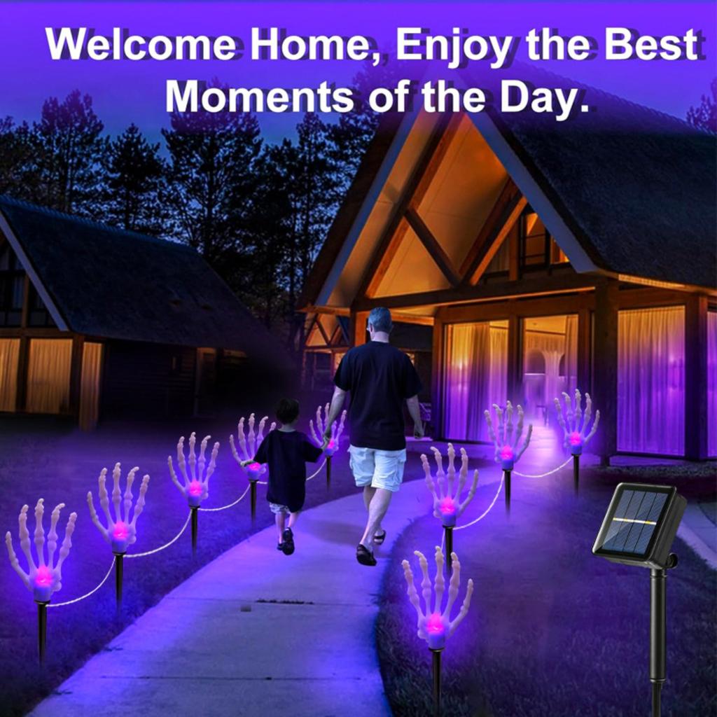 Halloween LED Luminous Ghost Hand Solar Skeleton Hand Ground Plug Light Garden Atmosphere Decoration Props
