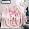 1PC My Melody Pink Print Flannel Blanket, High quality All Seasons, Home Decor, Warmth and Comfort, Perfect for Christmas Gifts