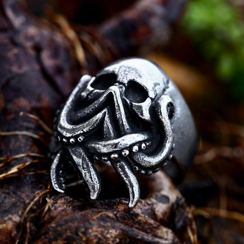BEIER Edelstahl Antik Mode Herrenringe Totenkopf Oktopus Edelstein Tier Retro Punk Gothic Biker Schmuck Großhandel