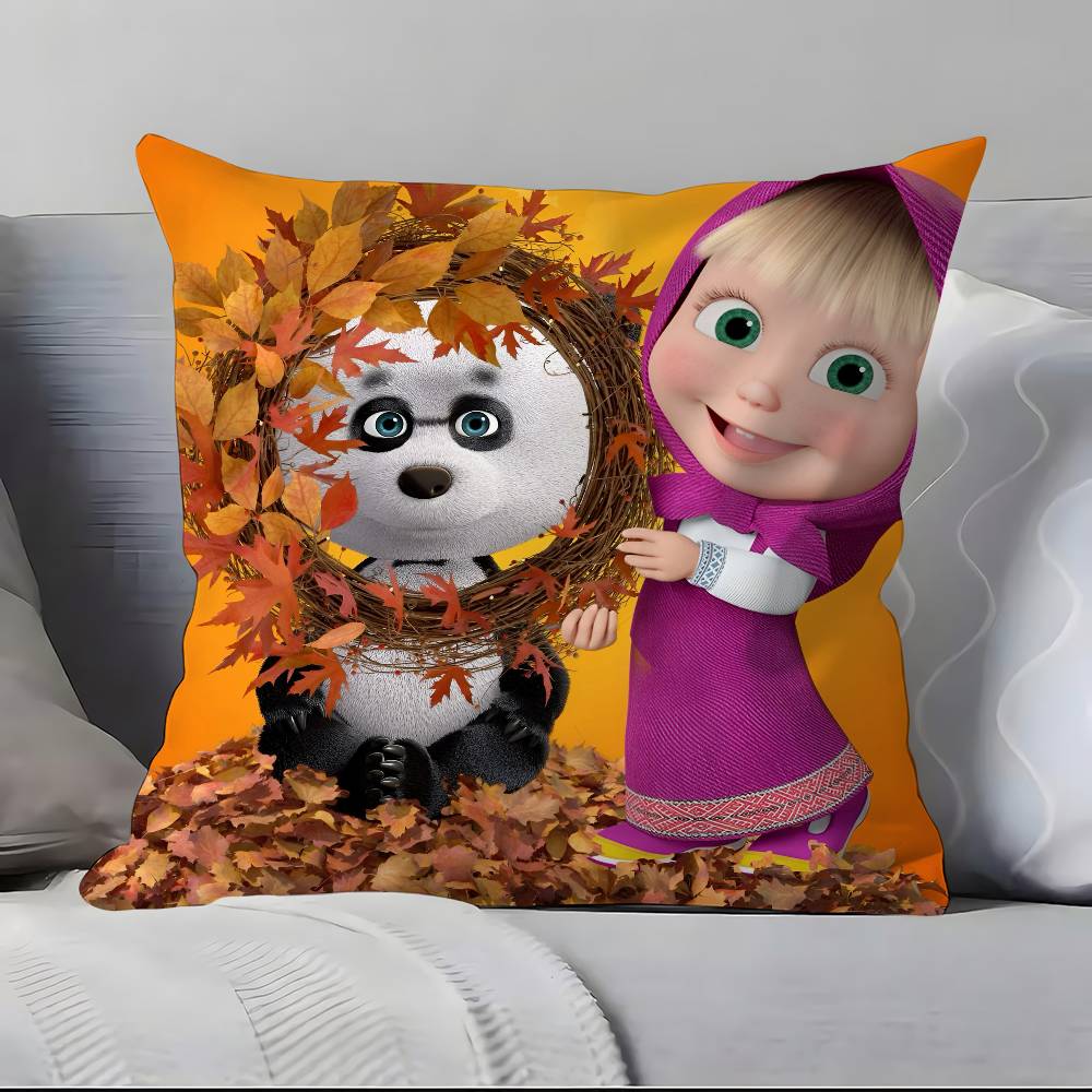 Cartoon M-M-Masha And The B-Bears Pillow Case Pillowcase Soft Skin Friendly & Comfortable With A Hidden Zipper