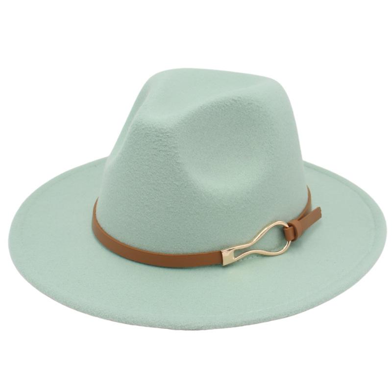 Foreign Trade Elegant Felt Hat Belt Buckle Top Hat Modified Face Jazz Hat British Dance Performance Woolen Hat Literature And Art