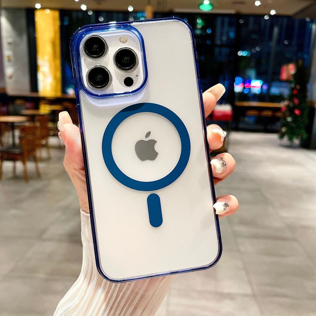 The translucent matte skin-feel magnetic case is suitable for the iPhone 15 Pro Max magnetic 14, skin feel 13, large hole 12, color translucent 11