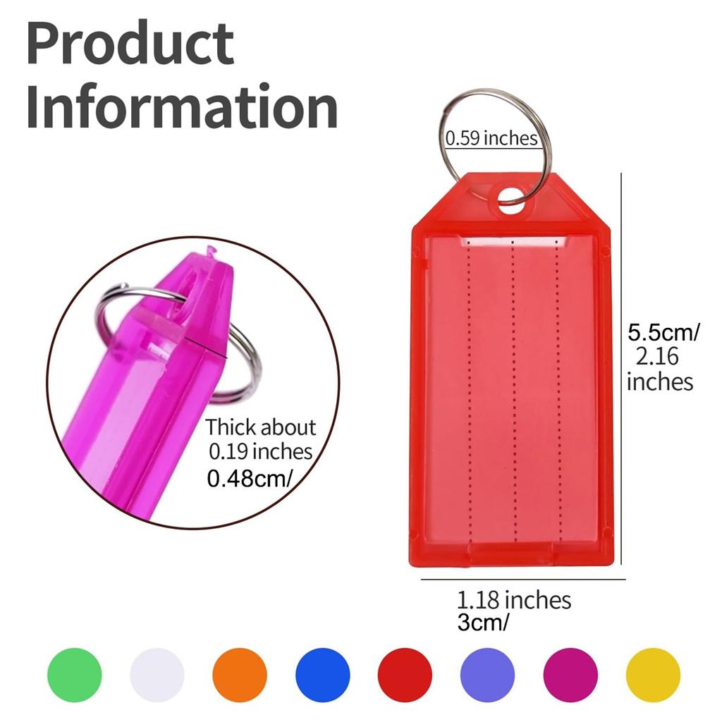 20/50PCS Colorful Plastic Flap Key Labels - Durable Double-Sided Marking Keychain Tags for Airport/Hotel Luggage & ID ZSY