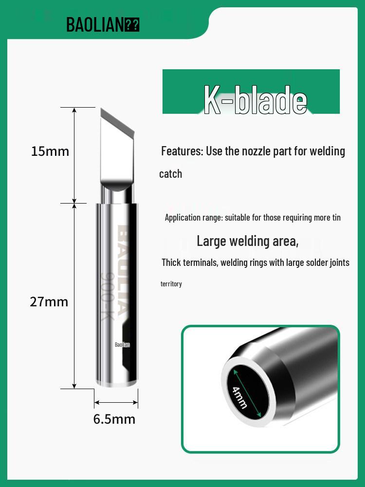 

936 Chrome Electric Soldering Iron Tip - Constant Temperature, Internal Heating, Pointed/Curved/Knife Tip, 1 Piece