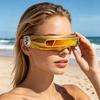 Futuristic Cyberpunk Sunglasses, UV400 Protection Sunglasses, Irregular Shape Punk Shades for Beach Party Outdoor Sports