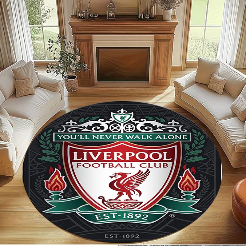 Liverpool Football Club Print Round Rug, Washable Floor Carpet, For Entryway Dorm Laundry Room Office Study, Home Decor Birthday Christmas Gift
