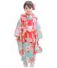 Kimono Set for Kimono Set Elegant A Set Patterned Nagajuban Hair Drawstring Waist Tabi Girls Aoi No [KYOETSU] [Kyoetsu] Shichi-Go-San (7-5-3 Festival)