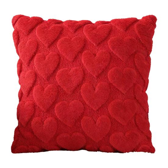 Capa de Almofada Dia dos Namorados Coração de Pelúcia Capa de Almofada Decorativa com Zíper Oculto para Sofá Quarto Sala de Estar