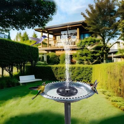Zonne-Waterfontein met LED-Verlichting Tuinfontein met Verstelbare Spuitkoppen Zwevende Zonne-Waterfontein met LED voor Buiten