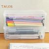 Pencil Box Extra Large Capacity Transparent Design Stackable Pencil Organizer Snap-on Lid Pencil Container