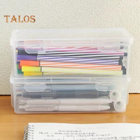 Pencil Box Extra Large Capacity Transparent Design Stackable Pencil Organizer Snap-on Lid Pencil Container