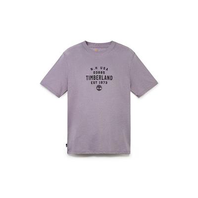 Timberland Logo Print Casual Breathable Short Sleeve T-Shirt Unisex Tops Gray Purple A42W5-EG7