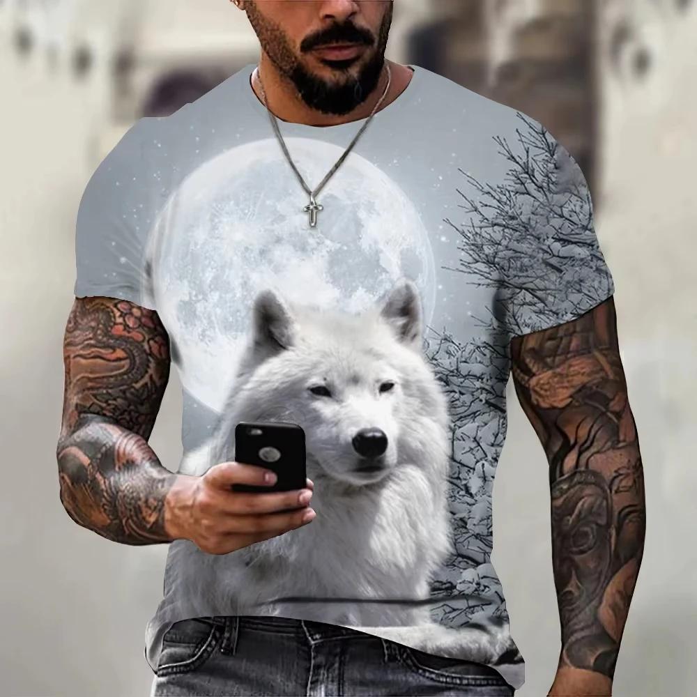 Vintage Wolf 3D Print Men T-Shirts Animal Casual Street Man's Sports Top Short Sleeve Oversized Tee Shirt Men's Clothing Summer