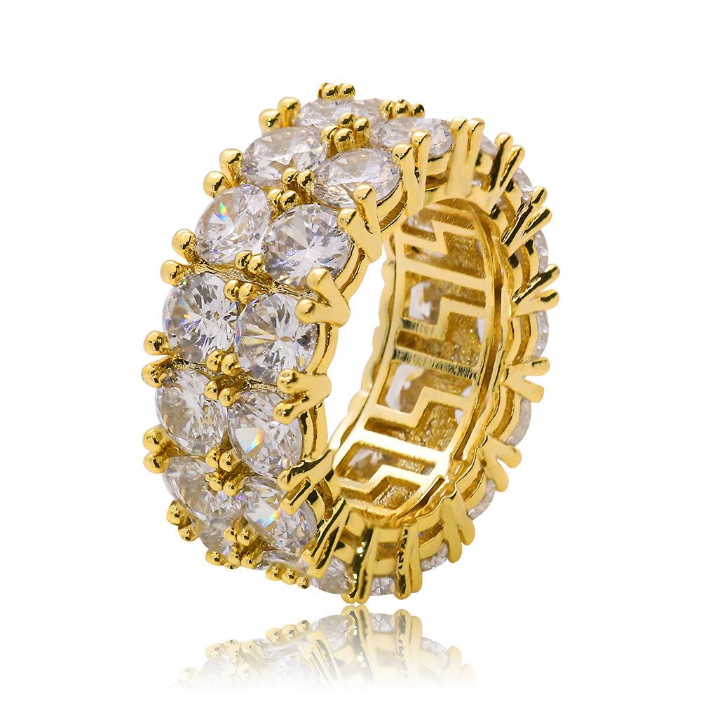 Hip Hop Ring Men'S Gold Ring Micro-Set Zircon Ring Hip Hop Jewelry Generation