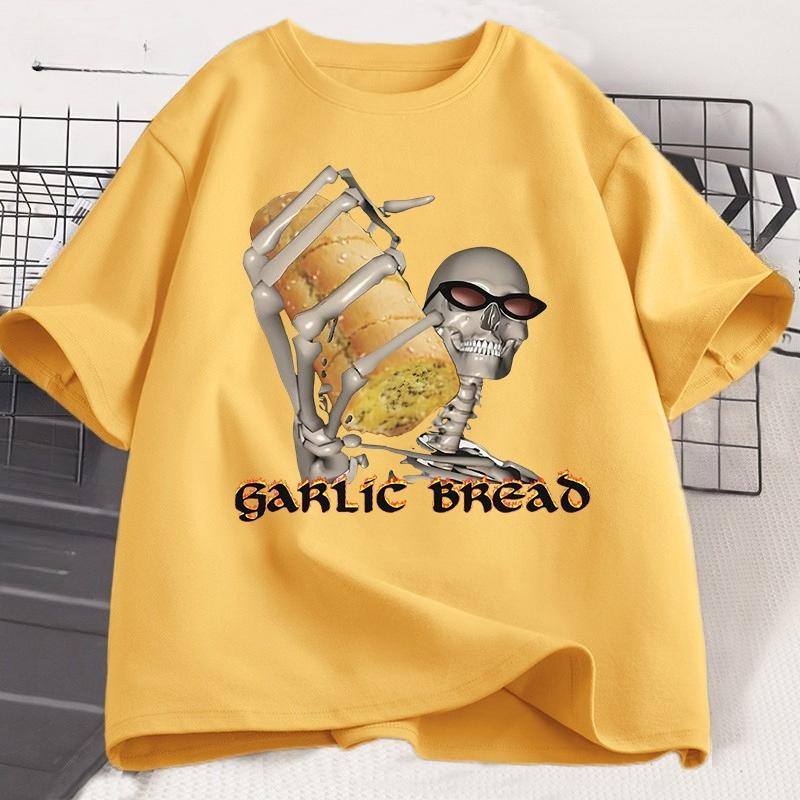 

Evil Silly Skeleton T-Shirts Garlic Bread Skeleton Dank Meme T Shirt Funny Unhinged Printed Tshirt Unisex WOMEN Causal Cotton Tee 4XL