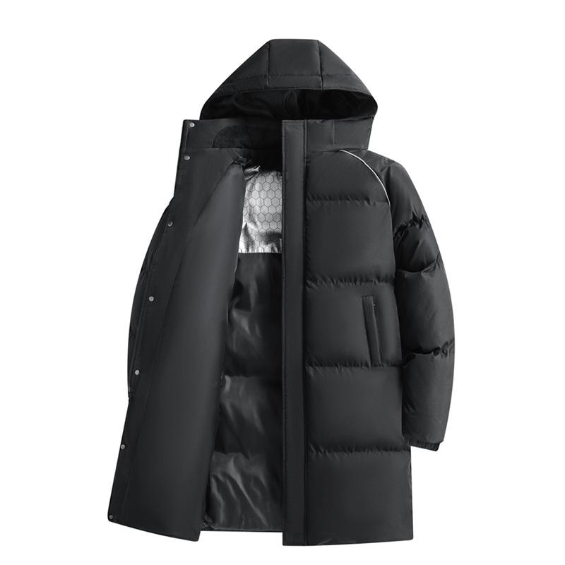 Medium and Long Cotton-padded Clothes Men's Winter Graphene Warm Removable Hat Loose Cotton-padded Jacket Couple Versatile Cotton-padded Clothes