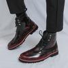 Herbst High-Top Schuhe Herren Koreanische Version von Mid-Top Lederschuhen Zhongbang Martin Stiefel Herren Britische Retro Brock gravierte Lederschuhe Herren