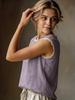 Women's European and American Style Sleeveless Lace Cotton-Linen Shirt, Spring/Summer 2026 Collection.