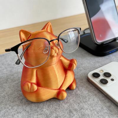 Cute Cat Glasses Holder 3D Printed Animal Spectacle Display Stand Desk Eyeglasses Organizer for Home Office Bedside Nightstand