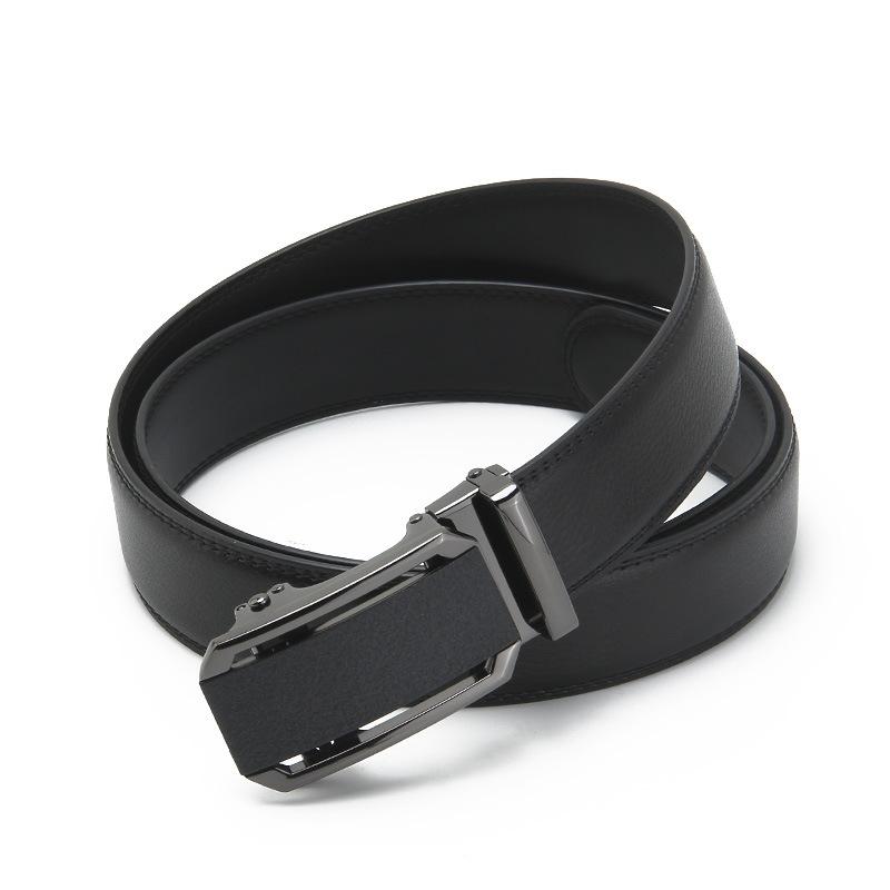Mattierte Automatische Schnallenöffnung Zweilagiger Rindsledergürtel Business und Lässig Herren Trendiger Gürtel