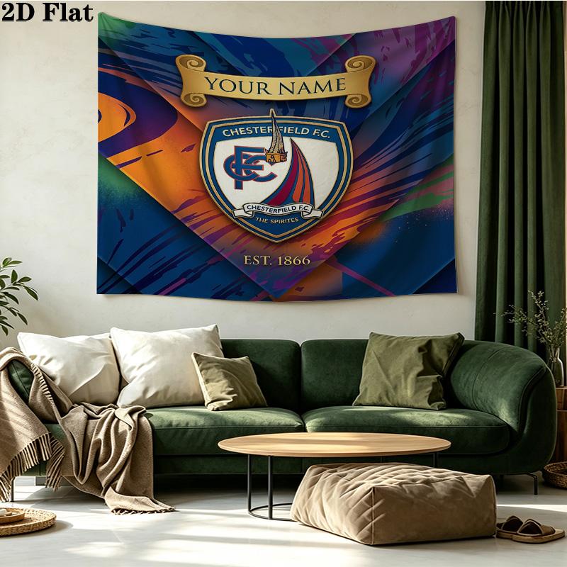 Custom Name Chesterfield F.C Printed Tapestry – Wall Hanging for Bedrooms, Dorms, and Home Decor