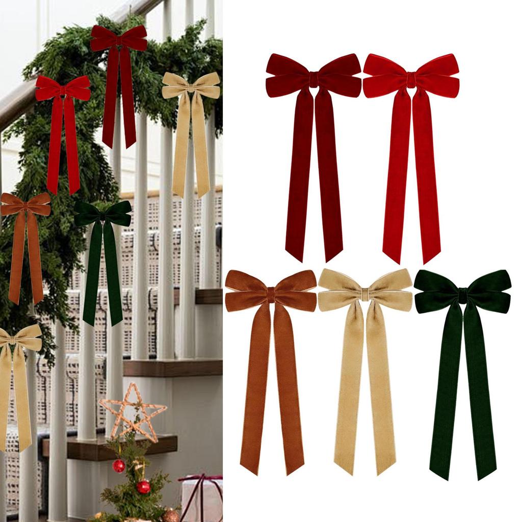 Velvet Christmas Bow Ornaments for Tree Wreath Gift Wrap Holiday Home Indoor Outdoor Decoration