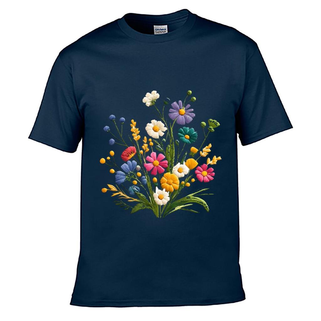 Wildflower Bouquet Colorful Mixed Flowers Botanical Floral Graphic Unisex Summer Tshirt Top