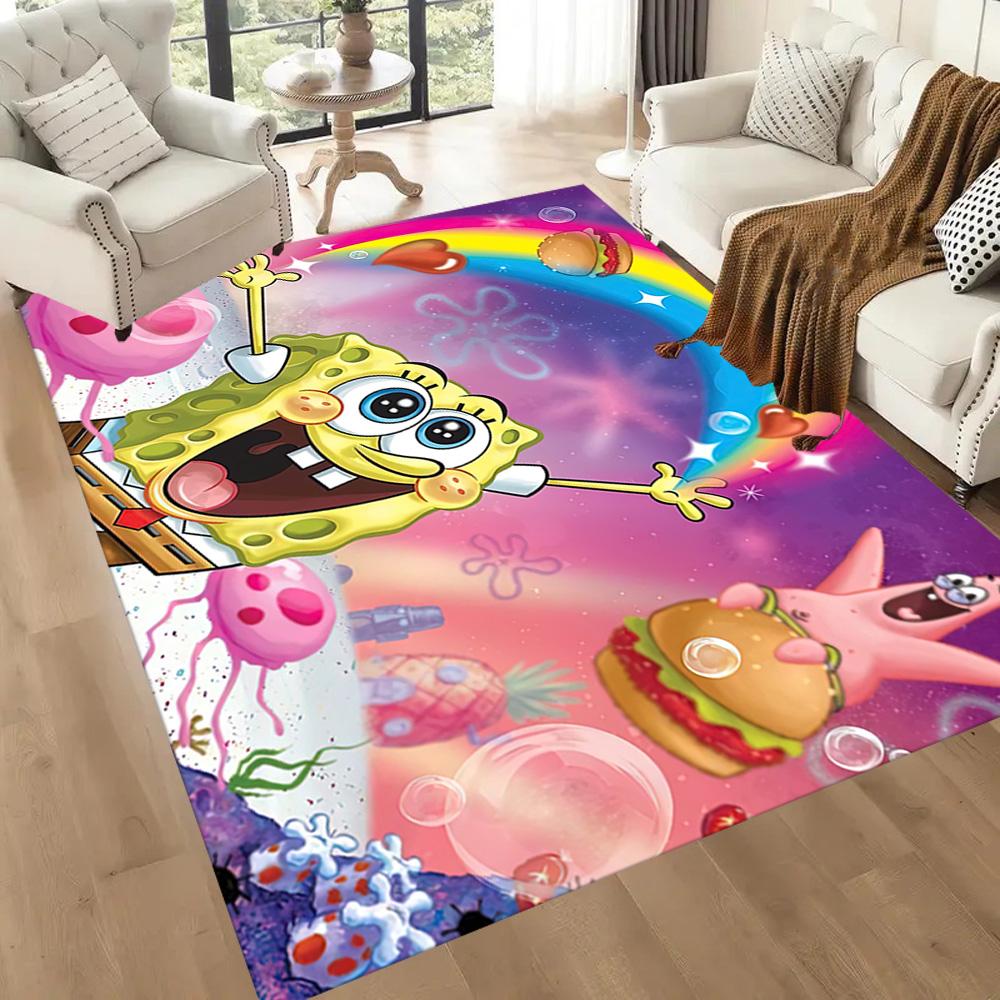 Spongebob Movie Night Square Rugs Are a Great Choice for Living Rooms, Bedrooms, Home Décor, and As Gifts.