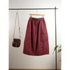 Artistic Japanese Quilted Winter Skirt - Casual Elastic Waist, Solid Color, Drawstring Half Skirt