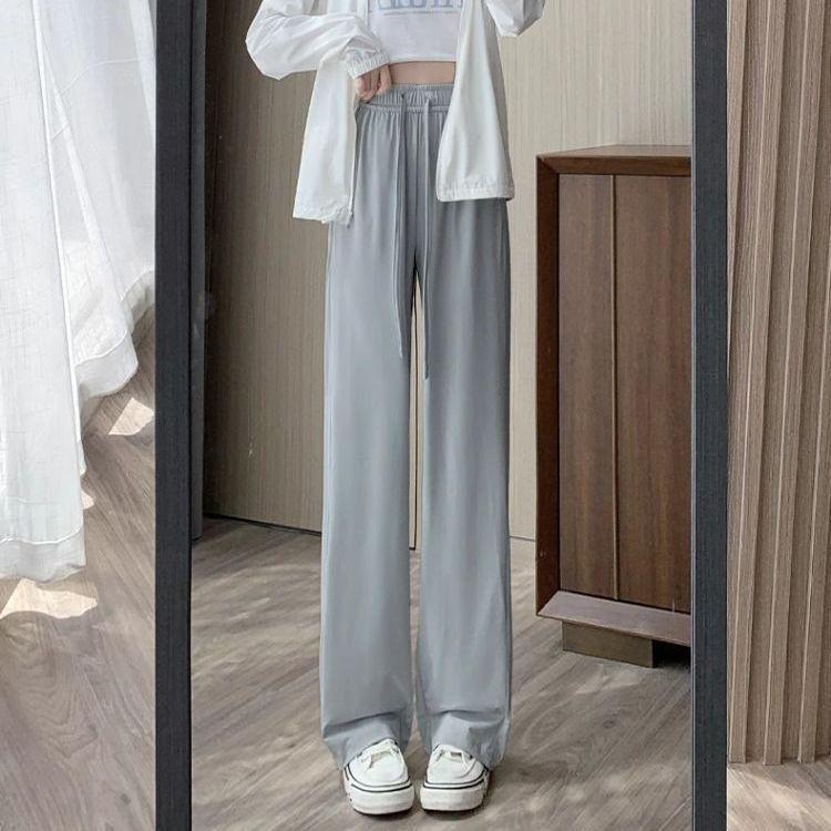 Women's Summer High-Waist Sun Protection Wide-Leg Pants - Ice Silk Loose Fit
