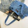 Casual Versatile Denim Vest Shoulder Bags for Women Large Capacity Ladies Shopping Tote Bag Thread Design College Girls Handbags