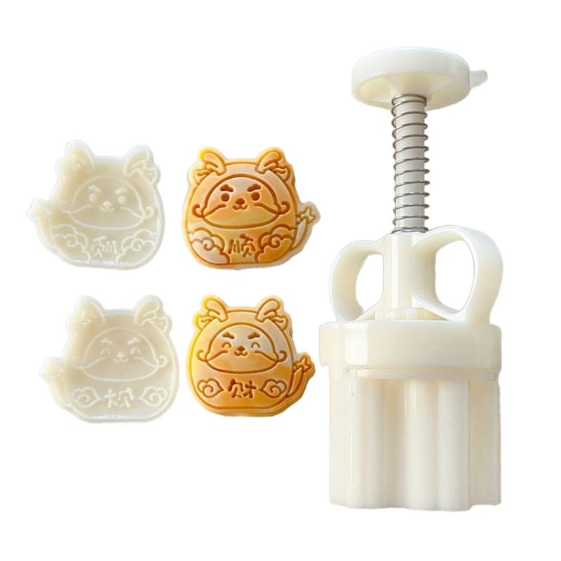 50g Mooncake Mold Set Cute Dragon Shaped Exquisite Chinese Dessert Molds Baking Accessories Suitable for Festival Baking 1