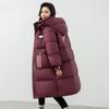 Dámská péřová bunda podzimní a zimní střední délky v korejském stylu, módní stojáček, kapuce