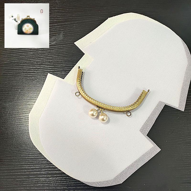 DIY Lazy Person Purse Kit: Stiff Frame, Cotton Cut, Auxiliary Materials & Pins Included