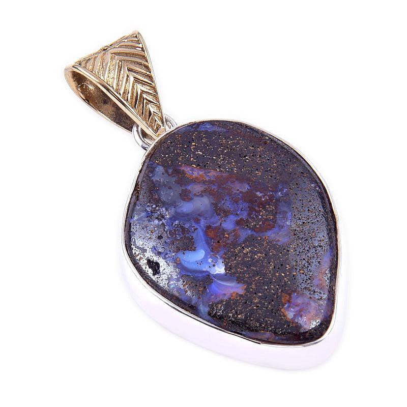 Naturalny Kamień Opal Boulderowy 925 Srebro Próby Prezent Wisiorek 1,75" T8s18