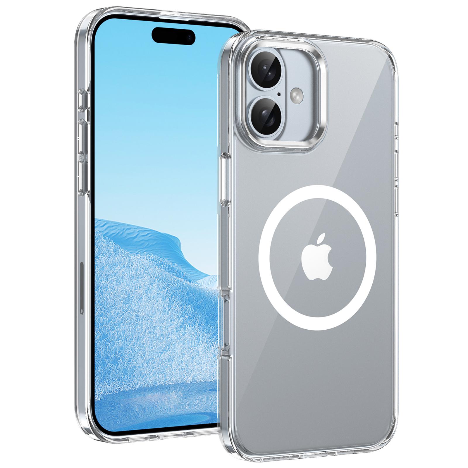 

For iPhone 16 Magnetic Case Hard PC Scratch Resistant Back Transparent Cover