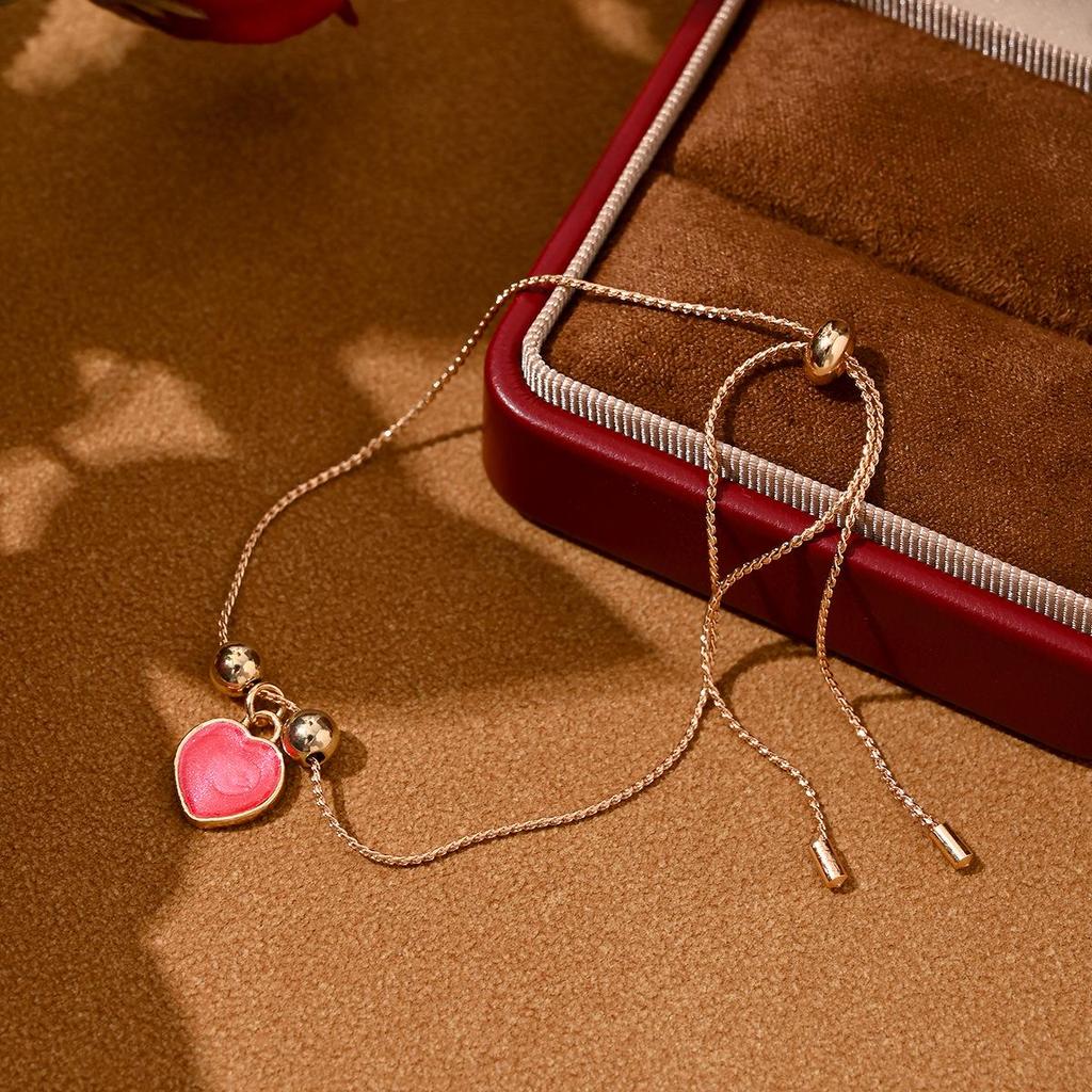 Elegant Heart Pendant Bracelet - Imitation Mother of Pearl, Simple & Versatile Design, Perfect Student Gift for Best Friend.
