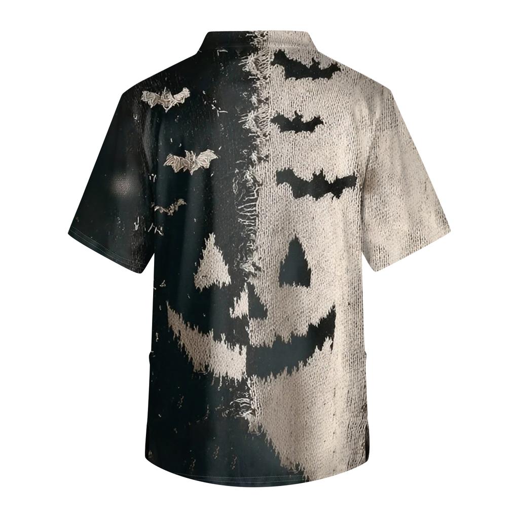 Men's Printing Short Sleeve V-neck Working Blouse Chest Pocket Carer Top