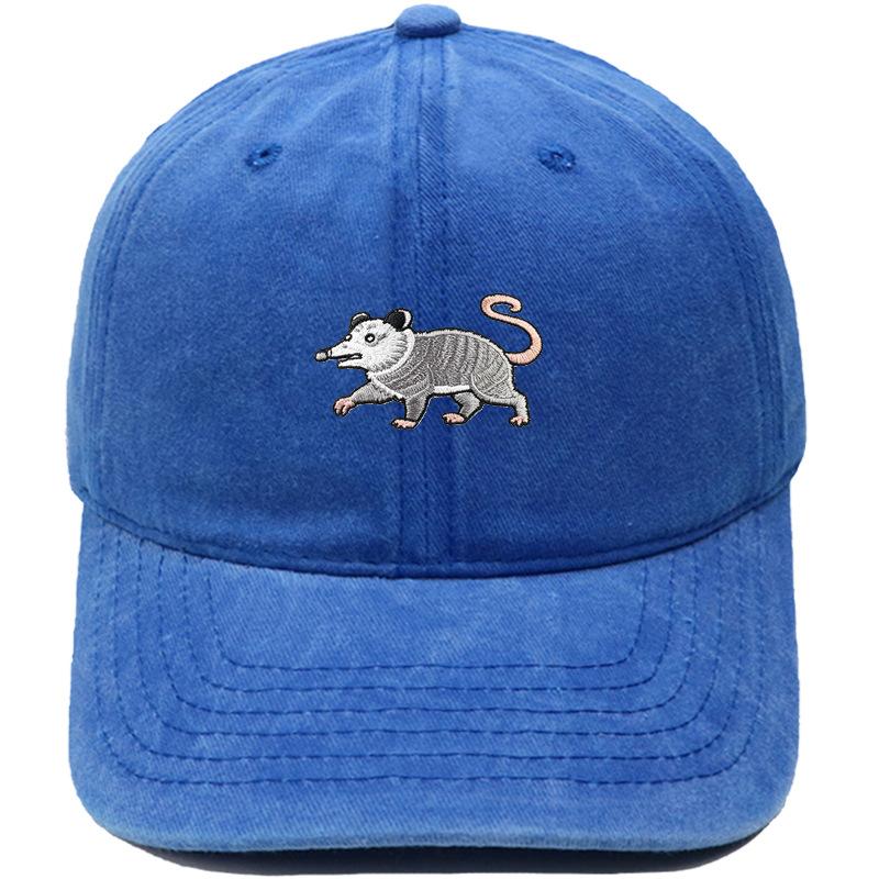 New cartoon possum embroidered baseball cap washed retro dad hat personalized men's and women's leisure sports hat