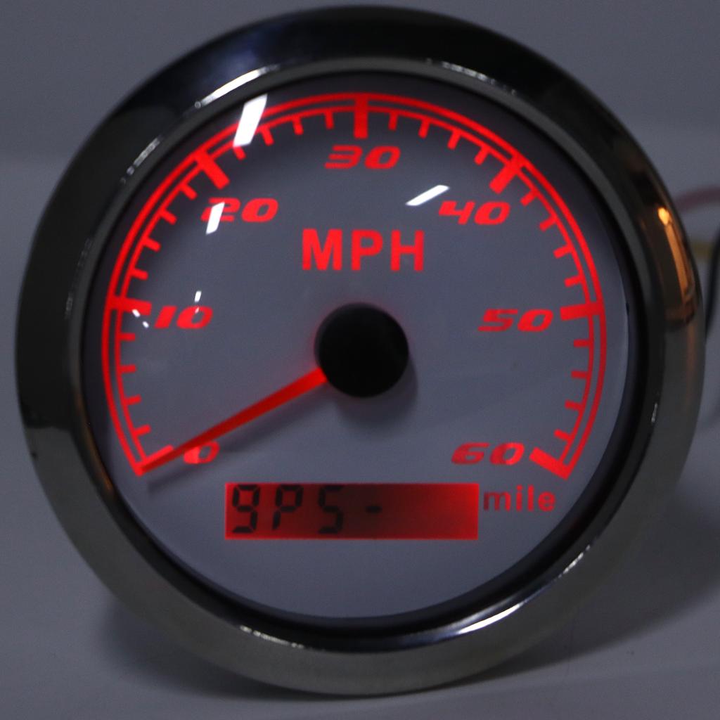   GPS Speedometer 60MPH Speed Gauge 0‑   Mile IP67 Waterproof with Red Backlight for Boat Car Truck