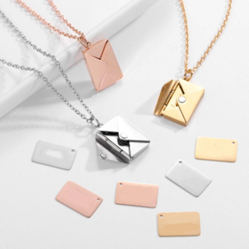 DIY Pendant Sweater Chain Heart Lovers Choker Necklace Simple Envelope Necklace  Couple