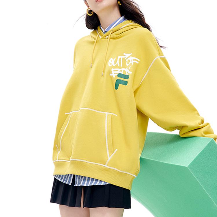 Fila Fusion Casual Loose Hooded Sweatshirt Men tops Yellow T11U216202FYE