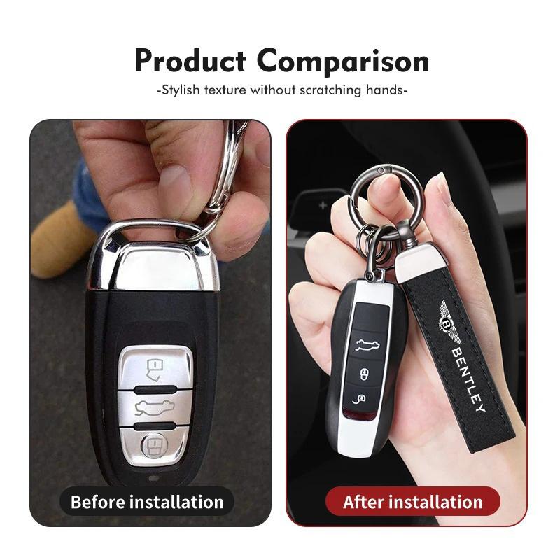 Suede Car Keychain Keyring Luxury Key Chains Anti-loss Pendant For Bentley Continental GT MULLINER Bentayga Flying Hurtling Spur