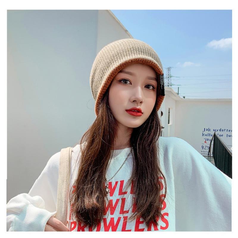 Unisex Herbst Winter Strickmütze Weiche Verdickte Wollmütze Doppelseitiger Ohrenschutz Beanies Mütze Damen Herren