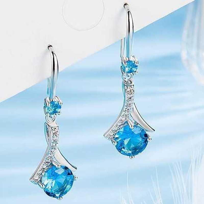 Sace Gems Copper Blue Zircon Drop Earrings for Women Chic and Elegant Wedding Party Gifts