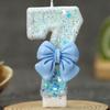 1pc Handmade Birthday Candle Party Celebration Supplies Decorative Candle Blue Bowknot Creative Digital Candle For Birthday Cake
