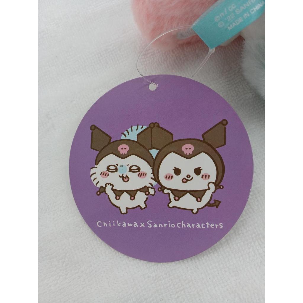 Gray Parker Service Chikawa x Sanrio Characters Momonga Kuromi Hikkake stuffed animal watching from the desktop