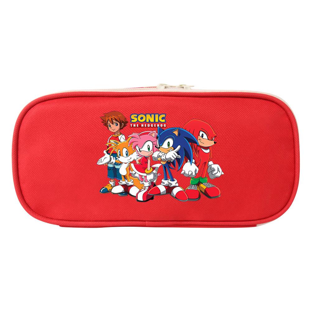 Sonic The Hedgehog Student Pencil Case Canvas Large Capacity Zipper Pen Bag For School Supplies And Teen Gift