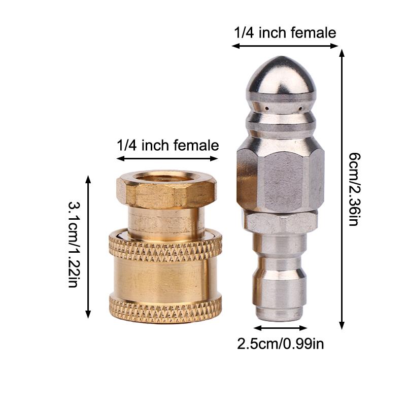 High Pressure Washer Nozzle, 1 Front 6 Rear Jet Spray Pipe Cleaning Nozzle Tip, 1/4'' NPT Male Thread 11.8mm/12mm